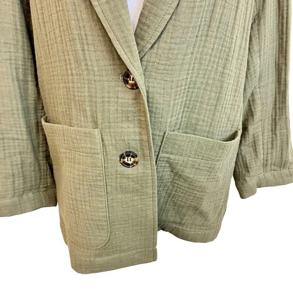 MADEWELL Green Dorset Casual Blazer Jacket Sz M Office Work Lagenlook Lightspun - Picture 4 of 13